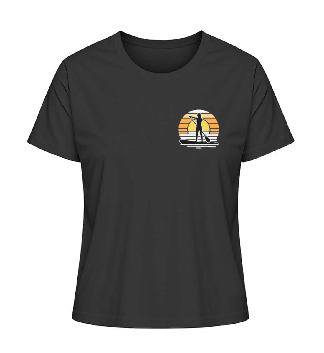 SUP Girl Logo - maritimes Damen Premium Bio T-Shirt Farbe: Black mit kleinem SUP Logo für echte SUP Girls