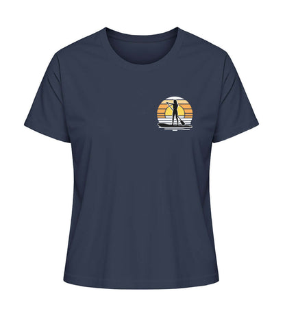 SUP Girl Logo - maritimes Damen Premium Bio T-Shirt Farbe: French Navy mit kleinem SUP Logo für echte SUP Girls