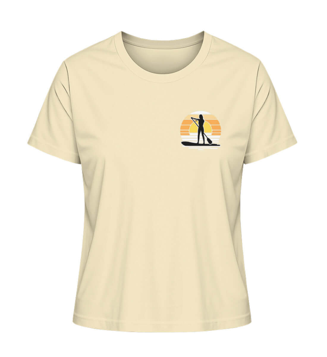 SUP Girl Logo - maritimes Damen Premium Bio T-Shirt Farbe: Natural Raw mit kleinem SUP Logo für echte SUP Girls