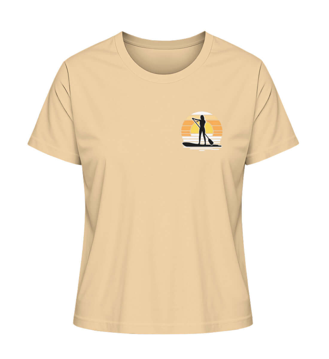 SUP Girl Logo - maritimes Damen Premium Bio T-Shirt Farbe: Nispero mit kleinem SUP Logo für echte SUP Girls