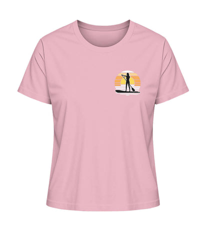 SUP Girl Logo - maritimes Damen Premium Bio T-Shirt Farbe: Cotton Pink mit kleinem SUP Logo für echte SUP Girls