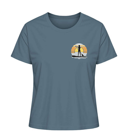 SUP Girl Logo - maritimes Damen Premium Bio T-Shirt Farbe: Stargazer mit kleinem SUP Logo für echte SUP Girls