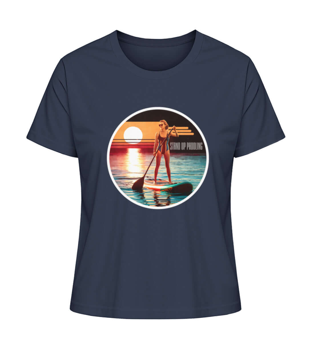 SUP Girl - Damen Premium Bio T-Shirt - maritimes Damen T-Shirt Farbe: French Navy für echte maritime Fans