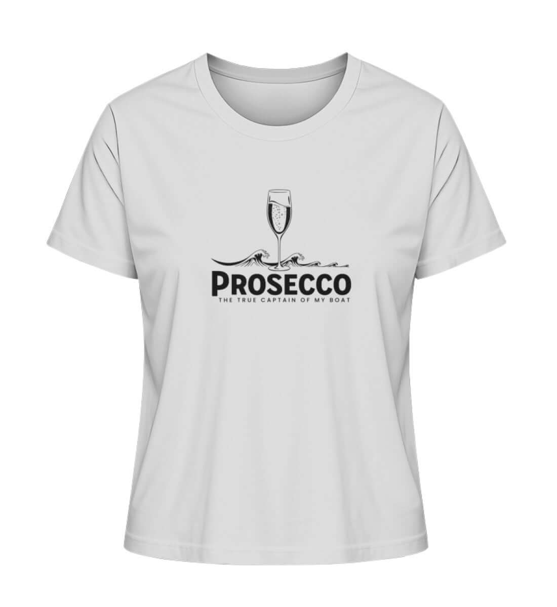 Maritime Kleidung Prosecco The True Captain - helles Damen Premium Bio T-Shirt Farbe: Heather Grey