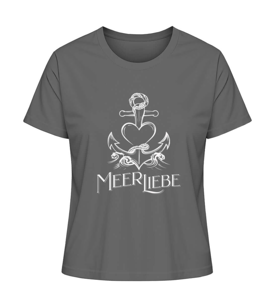 Maritime Kleidung MeerLiebe - Damen Premium Bio T-Shirt Farbe: Anthracite