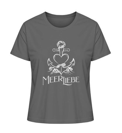 Maritime Kleidung MeerLiebe - Damen Premium Bio T-Shirt Farbe: Anthracite