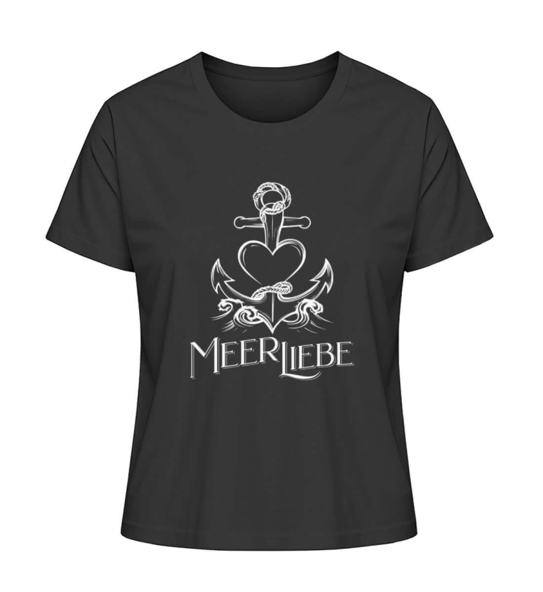 Maritime Kleidung MeerLiebe - Damen Premium Bio T-Shirt Farbe: Black