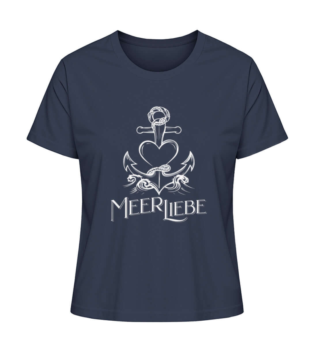 Maritime Kleidung MeerLiebe - Damen Premium Bio T-Shirt Farbe: French Navy