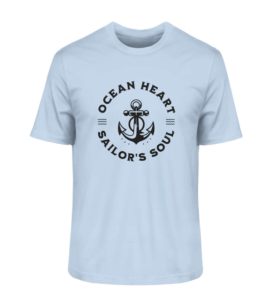 OCEAN HEART - maritimes Herren Premium Bio T-Shirt Farbe: Blue Soul mit Ankermotiv, für Liebhaber des maritimen Lifestyles.