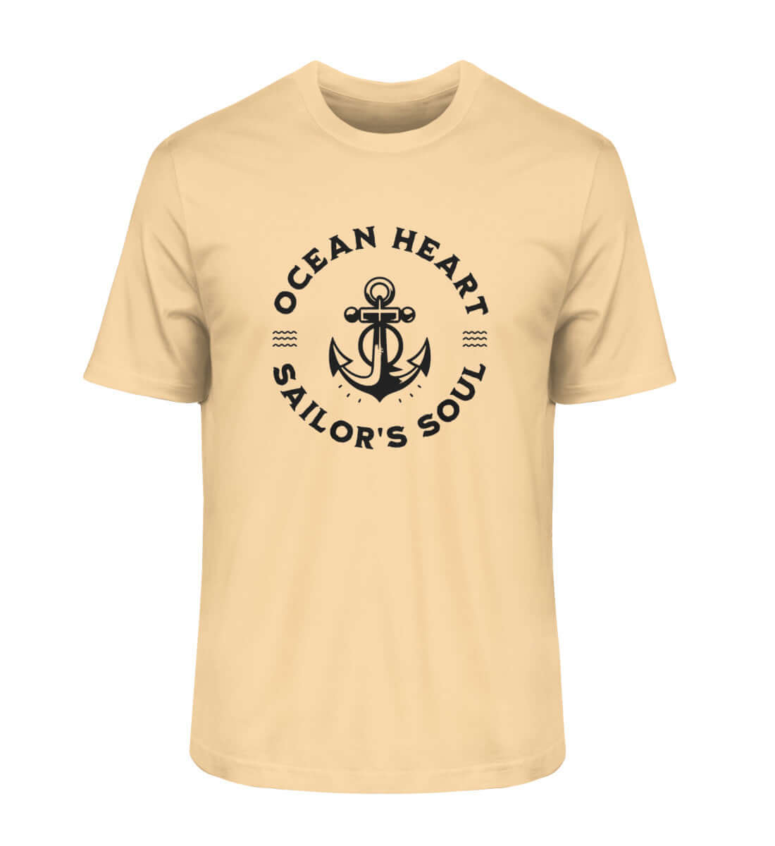 OCEAN HEART - maritimes Herren Premium Bio T-Shirt Farbe: Nispero mit Ankermotiv, für Liebhaber des maritimen Lifestyles.