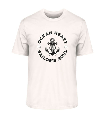 OCEAN HEART - maritimes Herren Premium Bio T-Shirt Farbe: Vintage White mit Ankermotiv, für Liebhaber des maritimen Lifestyles.