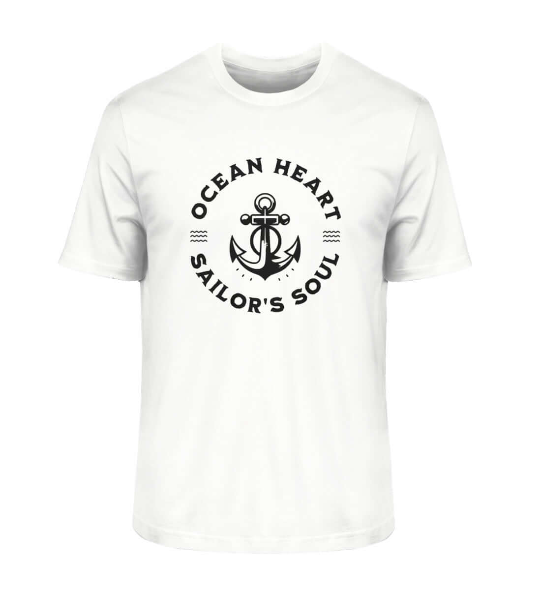 OCEAN HEART - maritimes Herren Premium Bio T-Shirt Farbe: White mit Ankermotiv, für Liebhaber des maritimen Lifestyles.