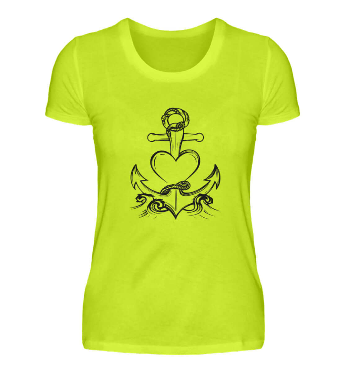 maritime Kleidung AnkerLiebe - Damen Premium T-Shirt lang Farbe: Pixel Lime