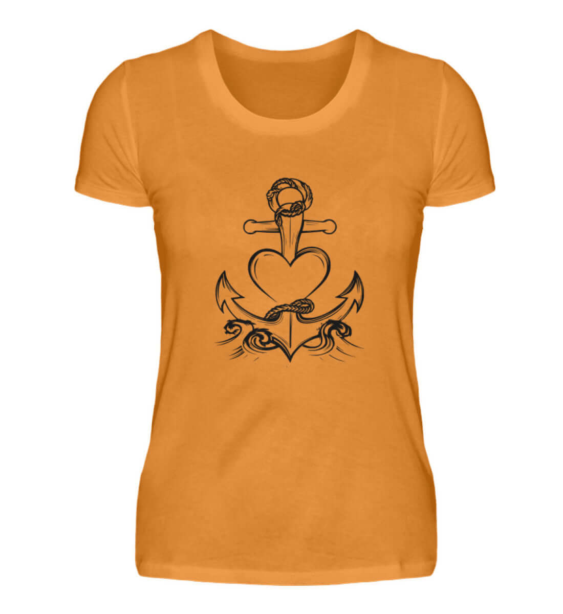 maritime Kleidung AnkerLiebe - Damen Premium T-Shirt lang Farbe: Orange