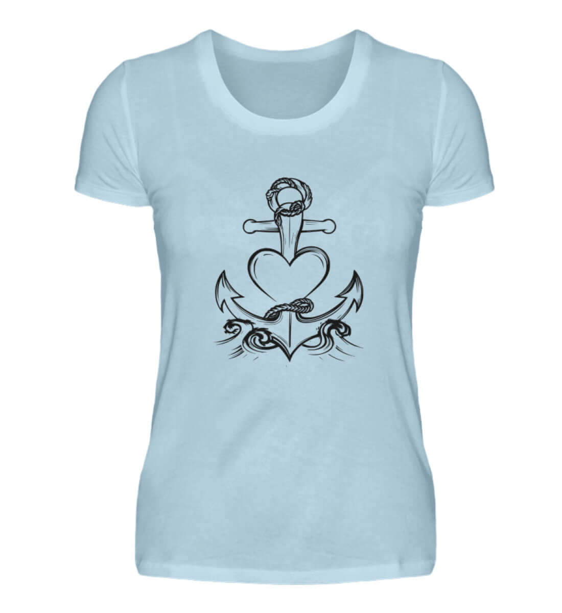 maritime Kleidung AnkerLiebe - Damen Premium T-Shirt lang Farbe: Sky Blue