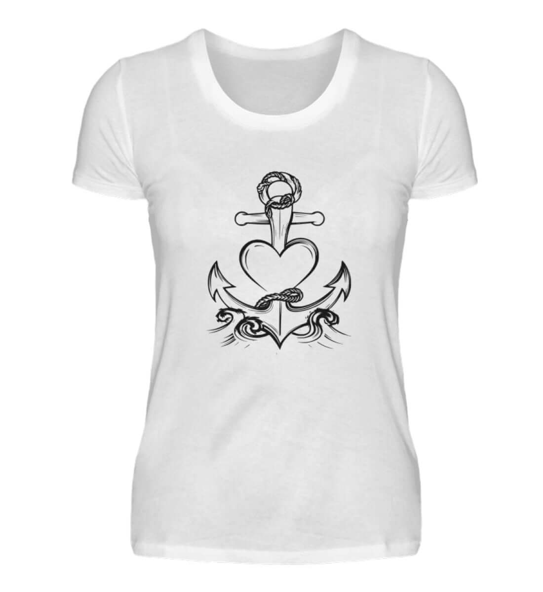 maritime Kleidung AnkerLiebe - Damen Premium T-Shirt lang Farbe: White