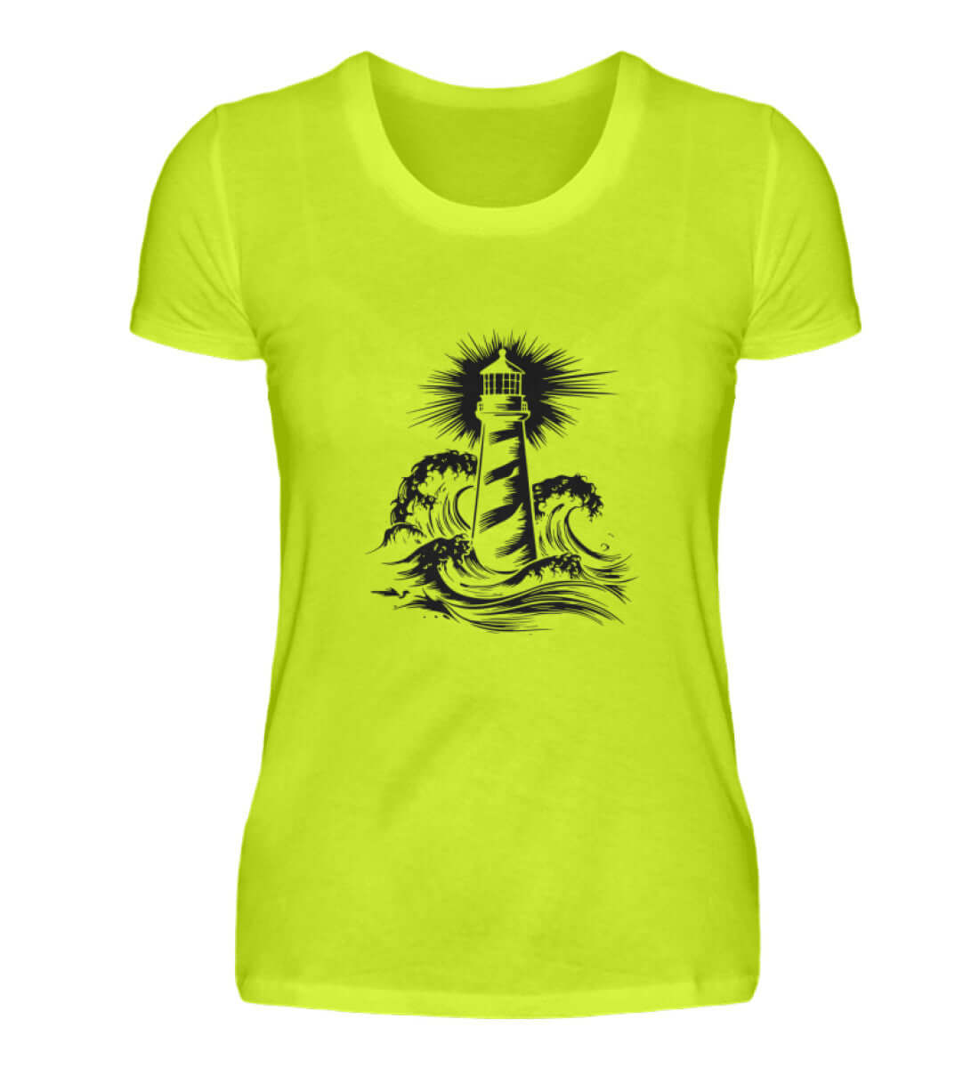 maritime Kleidung Leuchtturm - Damen Premium T-Shirt lang Farbe: Pixel Lime