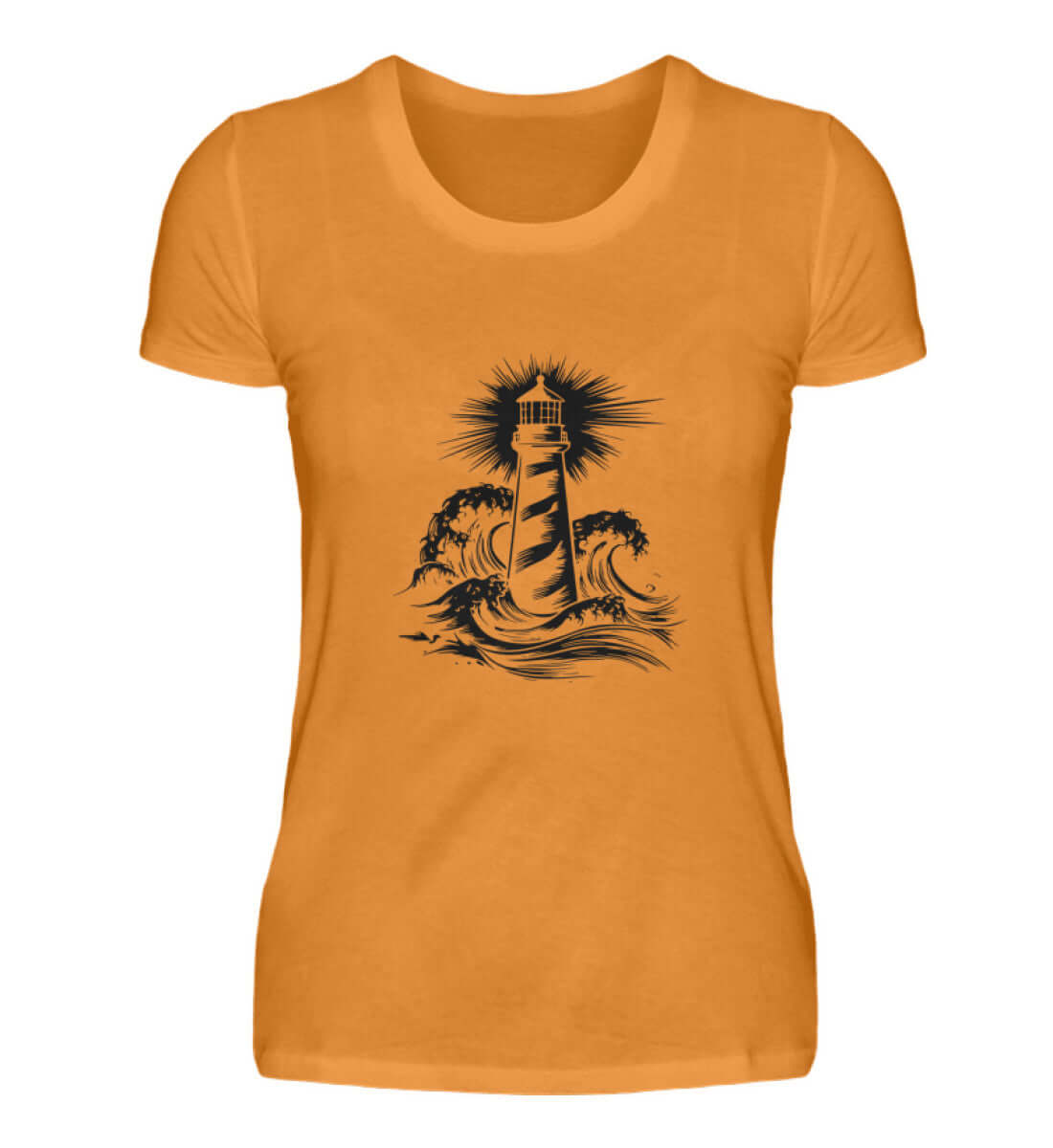 maritime Kleidung Leuchtturm - Damen Premium T-Shirt lang Farbe: Orange