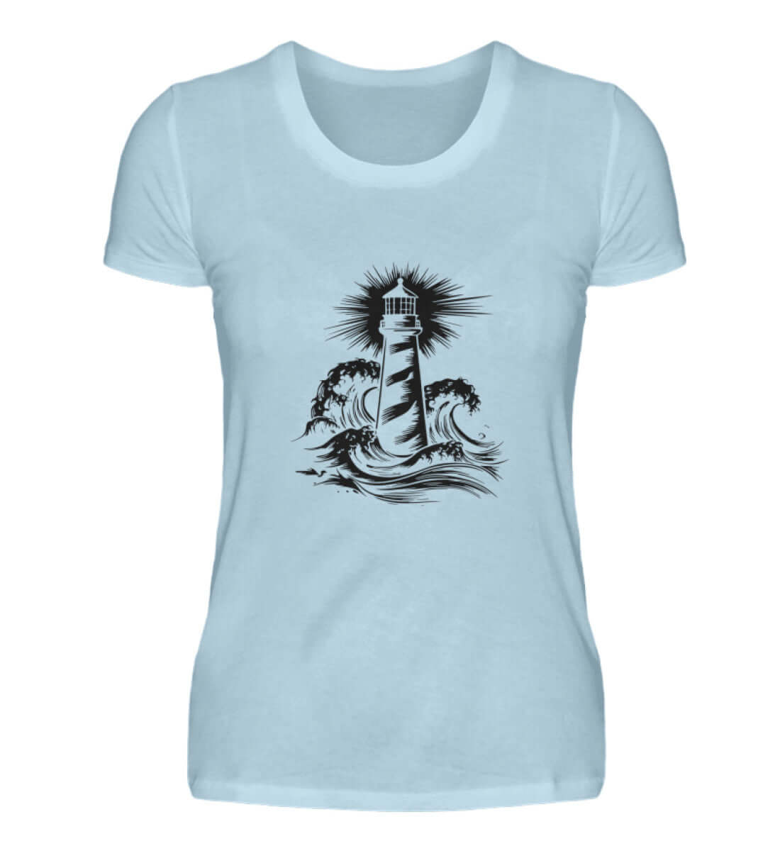 maritime Kleidung Leuchtturm - Damen Premium T-Shirt lang Farbe: Sky Blue