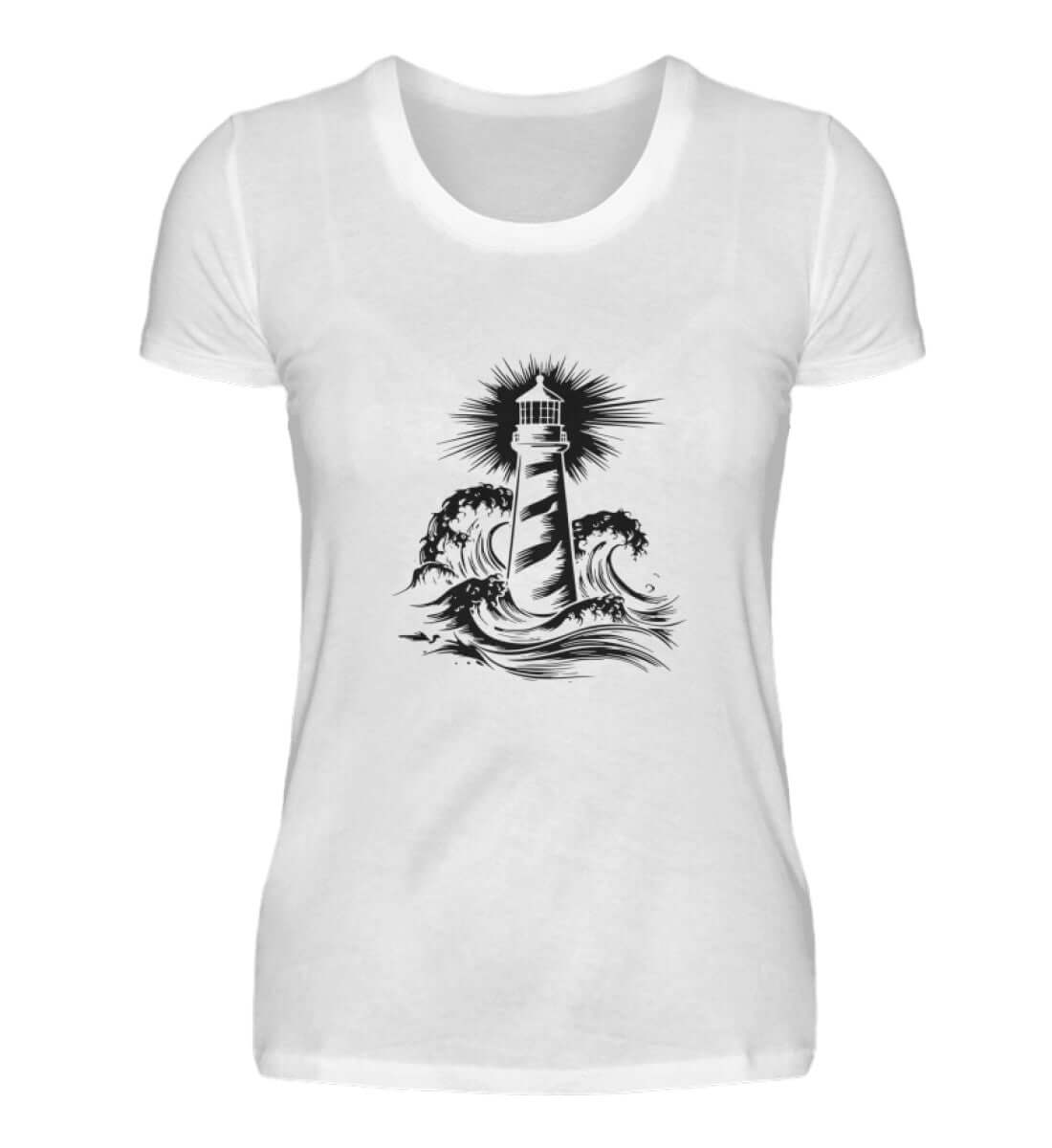 maritime Kleidung Leuchtturm - Damen Premium T-Shirt lang Farbe: White