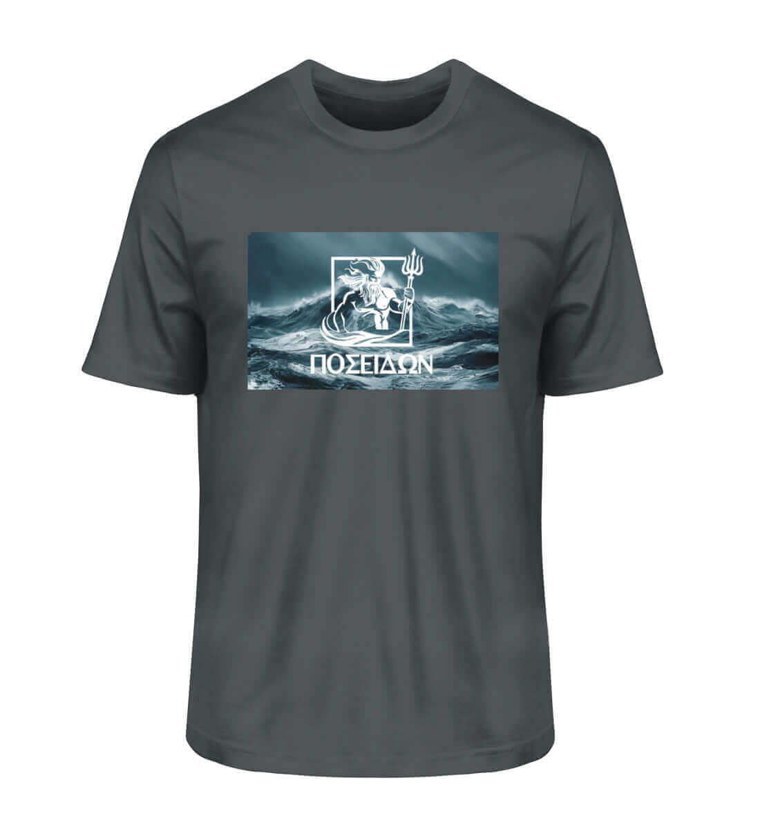 maritime Mode Poseidon - Herren Bio Premium T-Shirt in der Farbe: Anthracite für maritime Fans des GOD OF THE SEAS