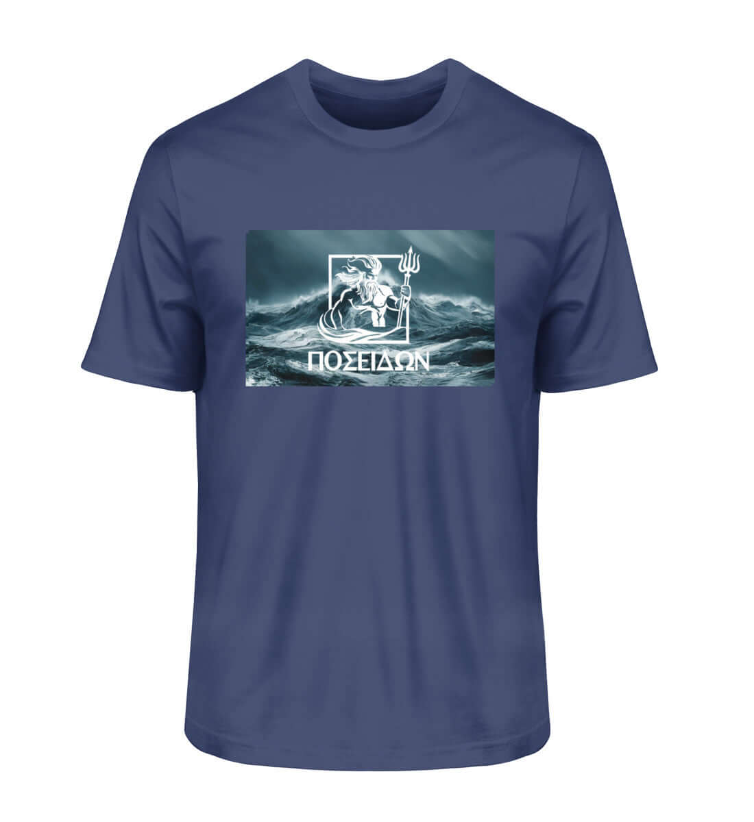 maritime Mode Poseidon - Herren Bio Premium T-Shirt in der Farbe: French Navy für maritime Fans des GOD OF THE SEAS