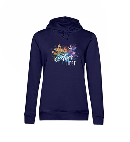 Maritime Kleidung Meerliebe Rainbow - Damen Bio Hoodie Farbe: Navy