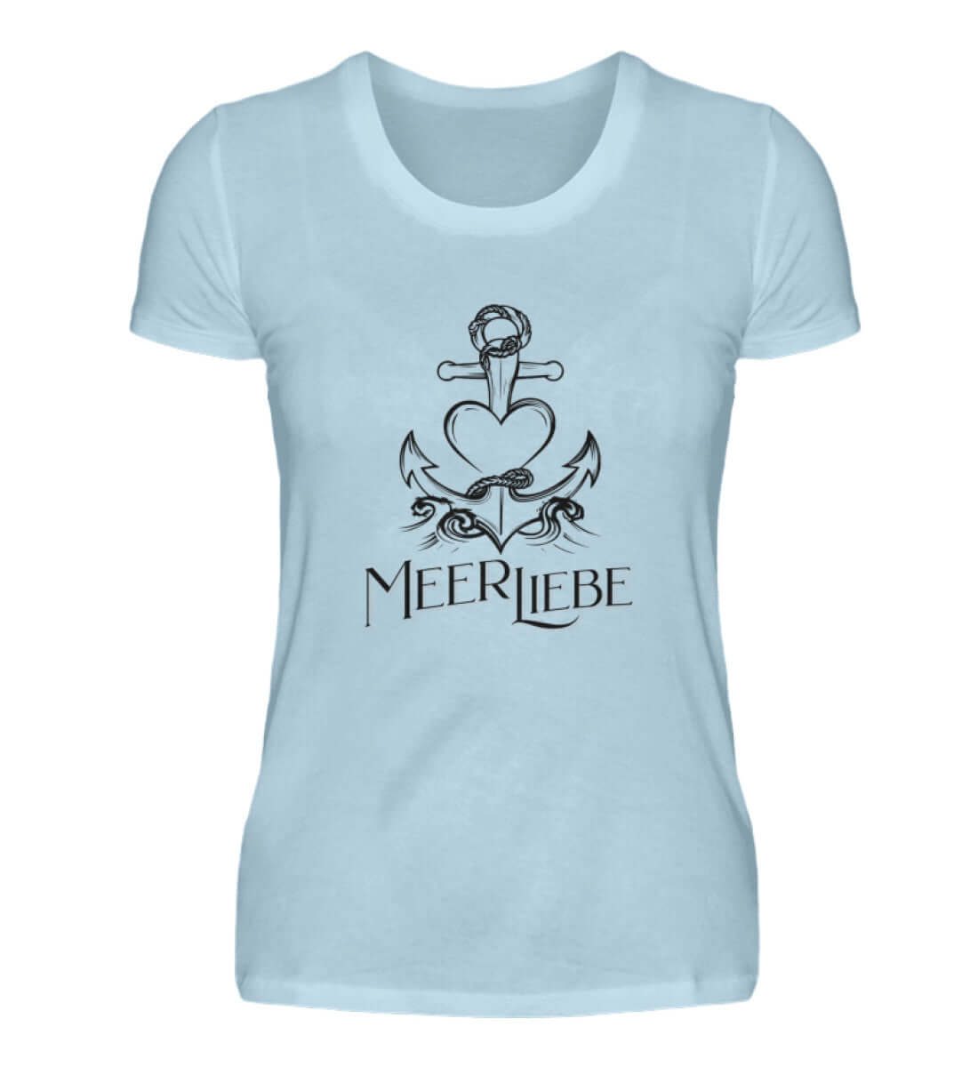 maritime Kleidung MeerLiebe dunkel - Damen Premium T-Shirt lang Farbe: Sky Blue