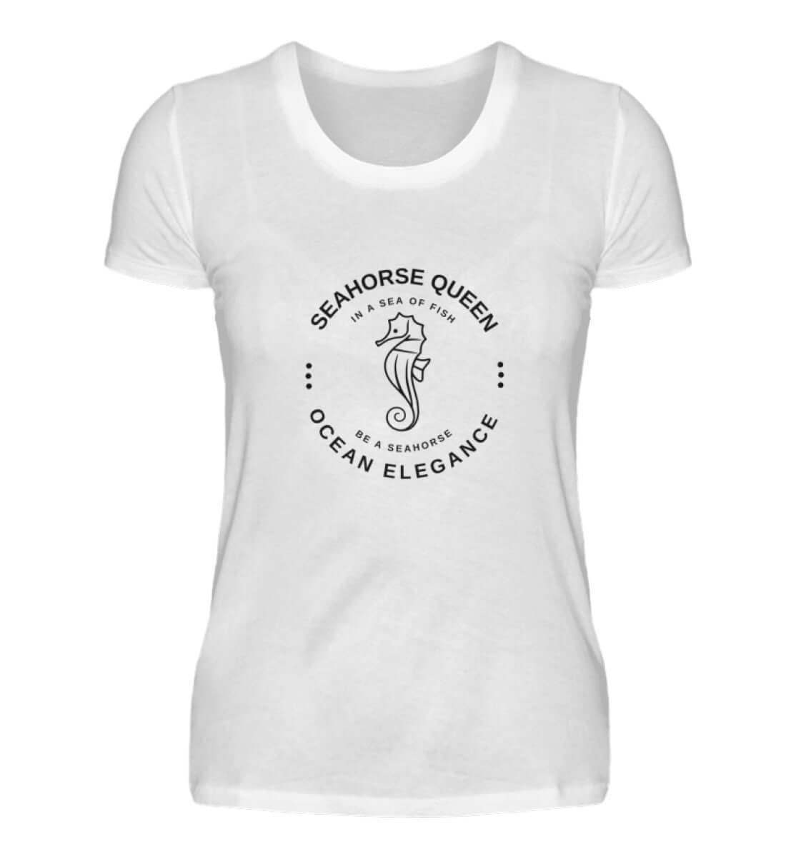 maritime Kleidung SEAHorse Queen - Damen Premium T-Shirt lang Farbe: White