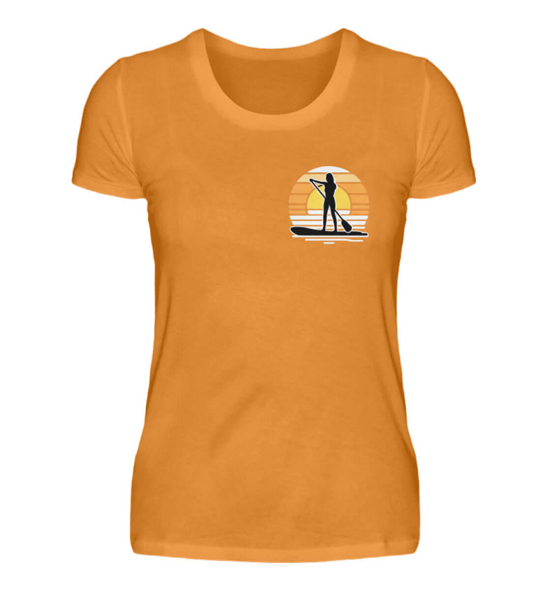 maritime Kleidung SUP Girl kleines Logo - Damen Premium T-Shirt lang Farbe: Orange