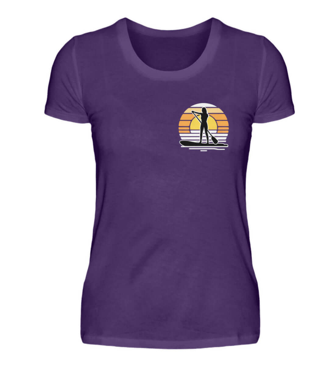 maritime Kleidung SUP Girl kleines Logo - Damen Premium T-Shirt lang Farbe: Urban Purple