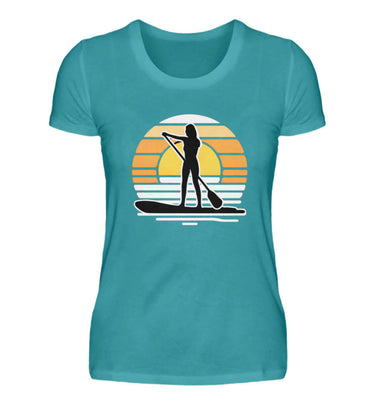 maritime Kleidung SUPGirl - Damen Premium T-Shirt lang Farbe: Swimming Pool