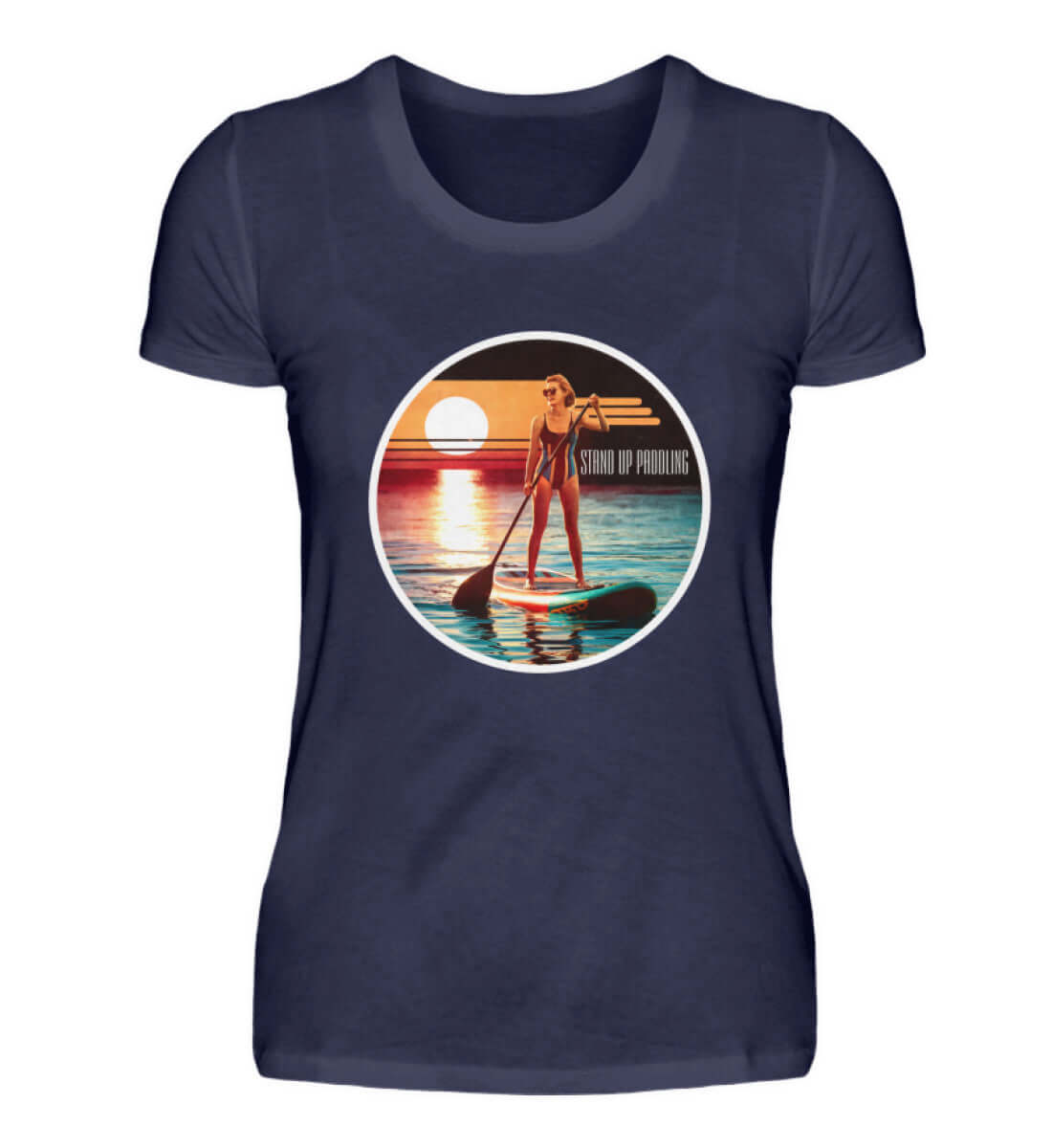 maritime Kleidung SUP Girl - Damen Premium T-Shirt lang Farbe: Navy