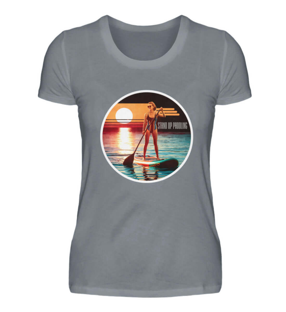 maritime Kleidung SUP Girl - Damen Premium T-Shirt lang Farbe: Pacific Grey