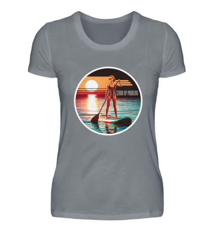 maritime Kleidung SUP Girl - Damen Premium T-Shirt lang Farbe: Pacific Grey