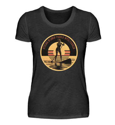 maritime Kleidung SUP Girl Retro - Damen Premium T-Shirt lang Farbe: Black