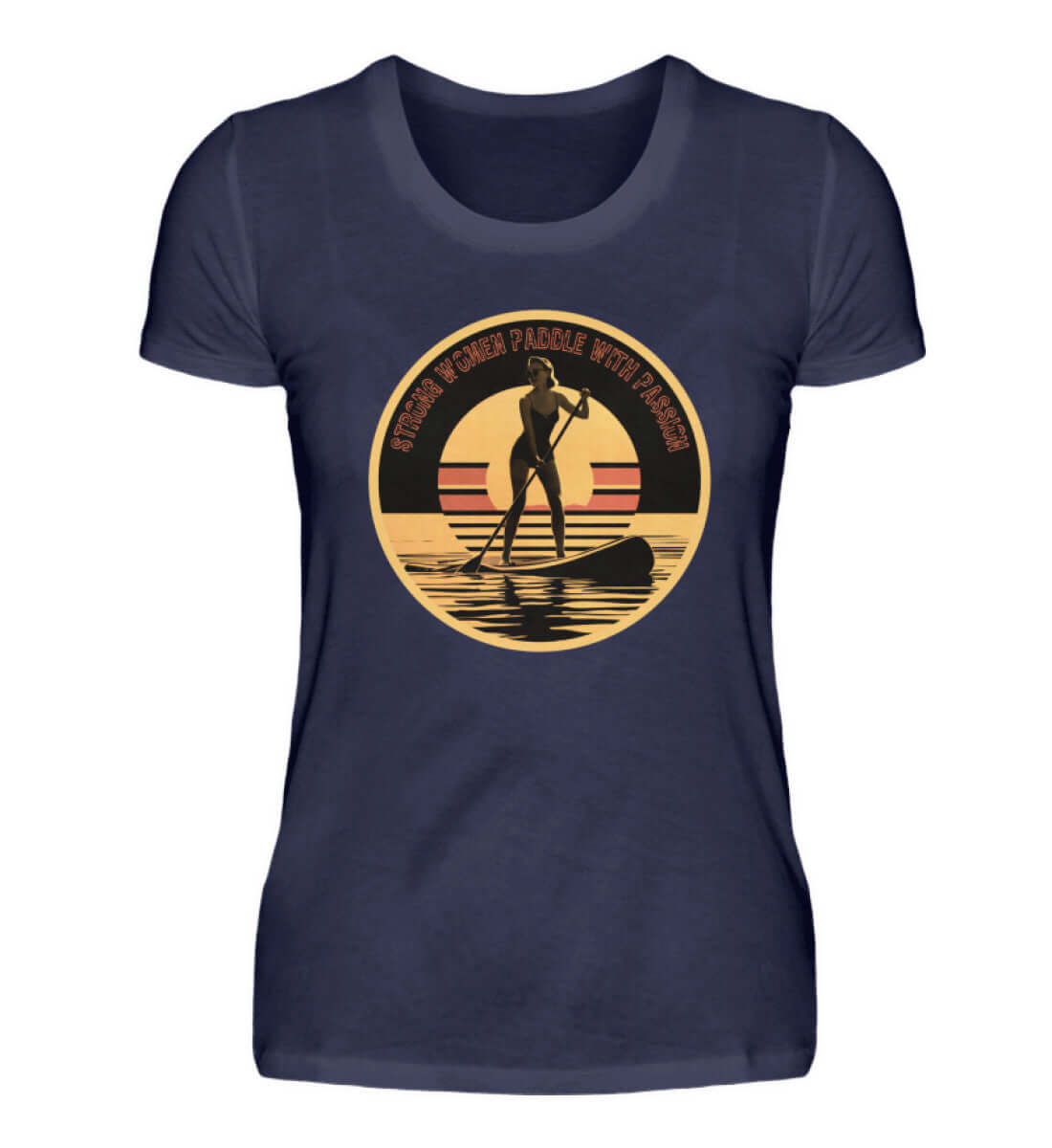 maritime Kleidung SUP Girl Retro - Damen Premium T-Shirt lang Farbe: Navy