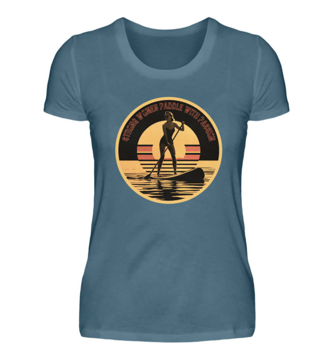 maritime Kleidung SUP Girl Retro - Damen Premium T-Shirt lang Farbe: Stone Blue