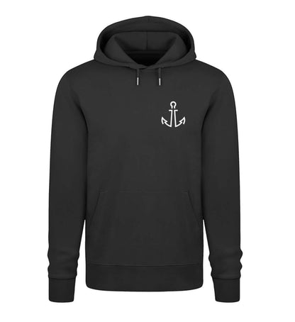 Maritime Mode Sailing Lifestyle - Unisex Bio Hoodie in der modischen Farbe Farbe: Black beidseitig bedruckt, Ankermotiv 