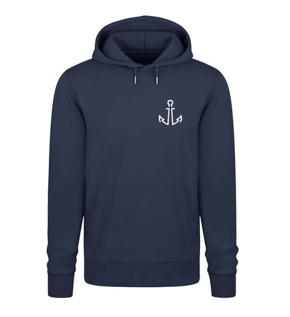 Maritime Mode Sailing Lifestyle - Unisex Bio Hoodie in der modischen Farbe Farbe: Black beidseitig bedruckt, Ankermotiv