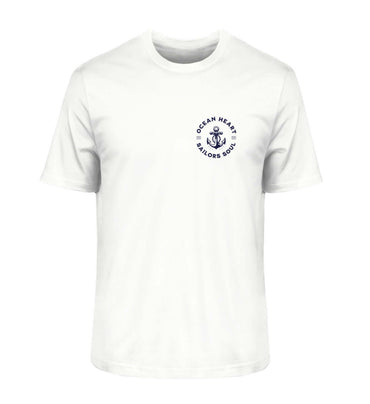 Ocean Heart - Herren Premium Bio T-Shirt mit Regatta Motiv Rückendruck Farbe: White exklusiv für Segler Fans Vorderansicht