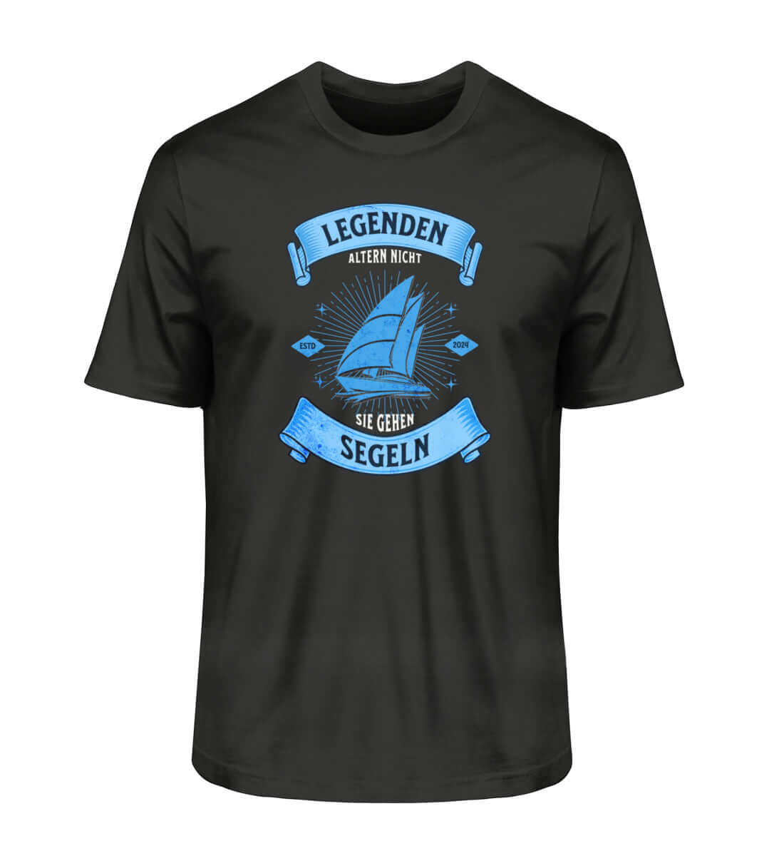 Legenden Segeln - dunkles Herren Premium Bio T-Shirt - maritimes, nautisches Herren T-Shirt für Segler - Legenden "Segler altern nicht - sie gehen Segeln "Farbe: Black