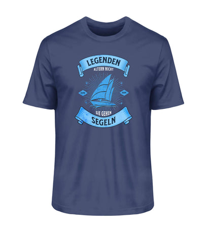 Legenden Segeln - dunkles Herren Premium Bio T-Shirt - maritimes, nautisches Herren T-Shirt für Segler - Legenden "Segler altern nicht - sie gehen Segeln "Farbe: French Navy