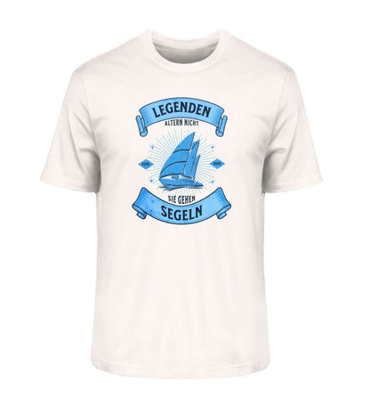 Legenden Segeln - helles Herren Premium Bio T-Shirt - maritimes, nautisches Herren T-Shirt für Segler - Legenden "Segler altern nicht - sie gehen Segeln "Farbe: Vintage White