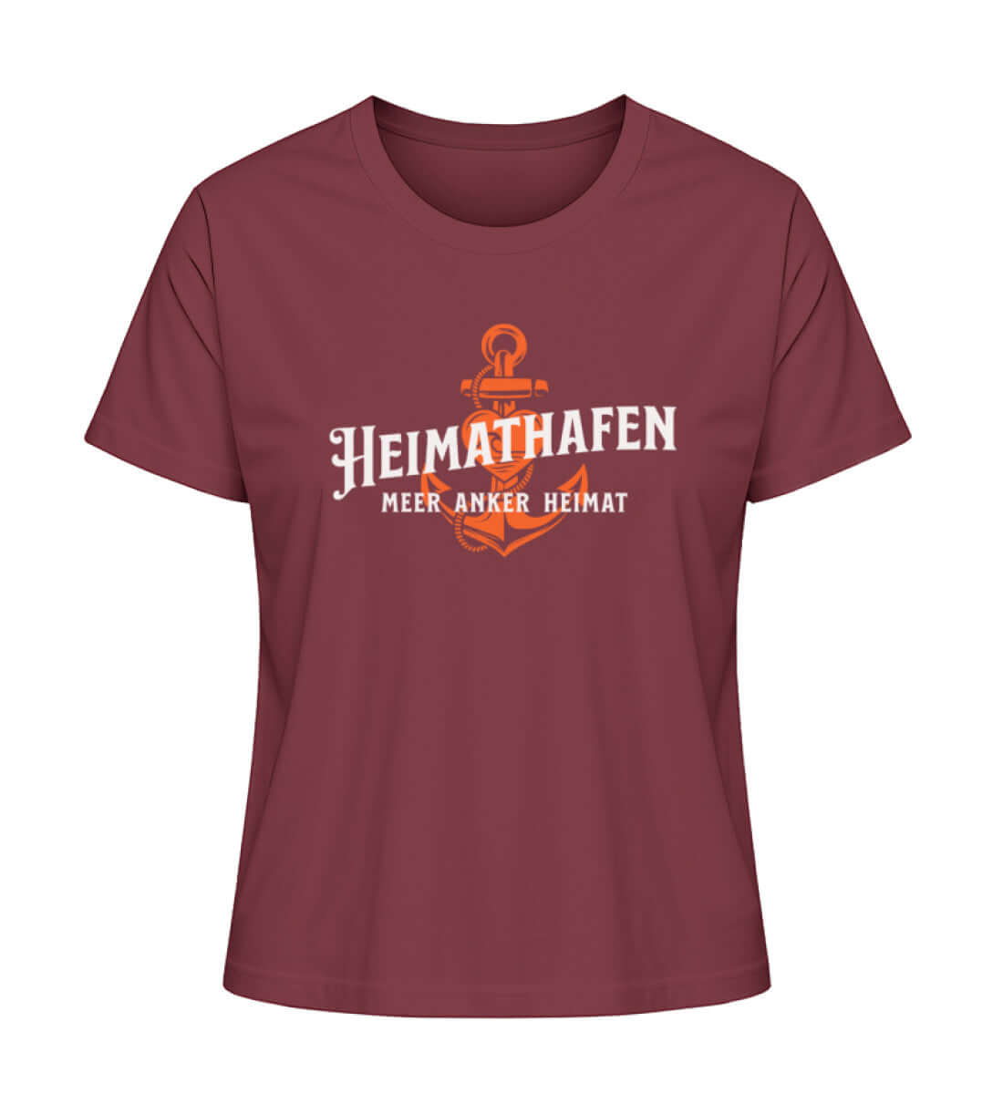 Maritime Mode Heimathafen Anker Meer - Damen Premium Bio T-Shirt Farbe: Burgundy