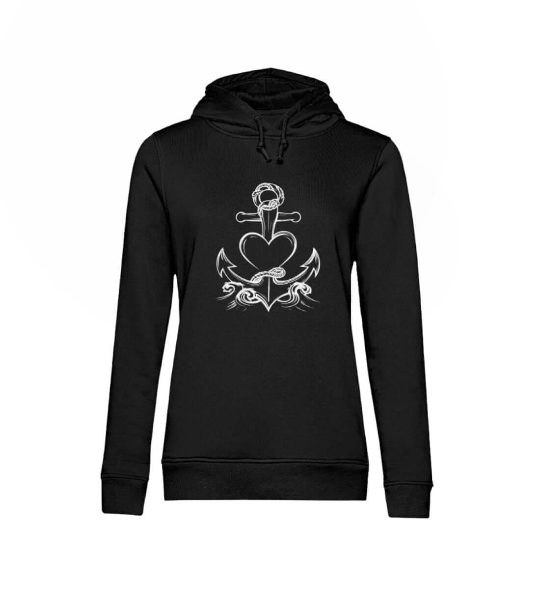 Maritime Kleidung AnkerLiebe - Damen Bio Hoodie Farbe: Black