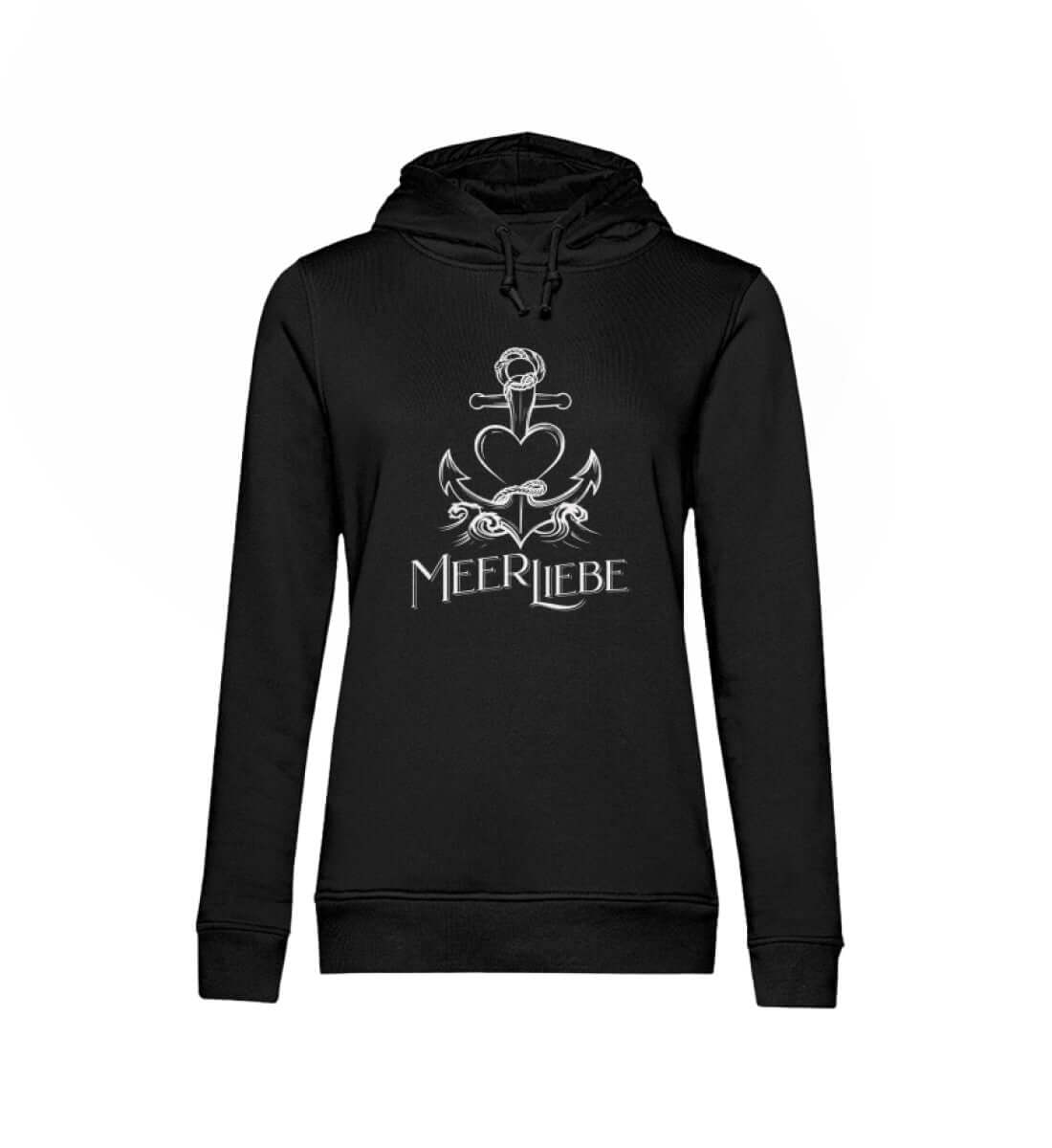 Maritime Kleidung MeerLiebe - Damen Bio Hoodie Farbe: Black