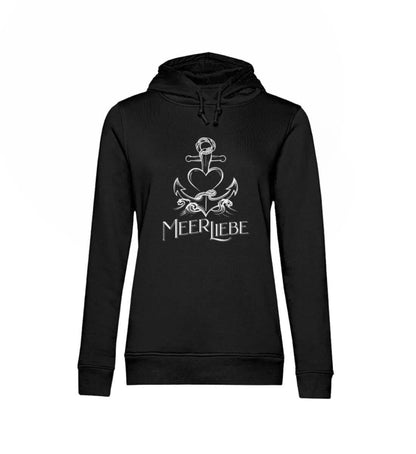 Maritime Kleidung MeerLiebe - Damen Bio Hoodie Farbe: Black