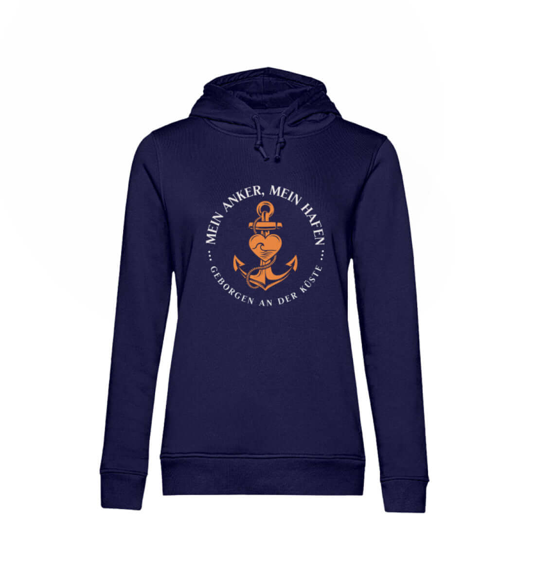 Maritime Mode Damen Mein Anker, Mein Hafen - Damen Bio Hoodie Farbe: Navy