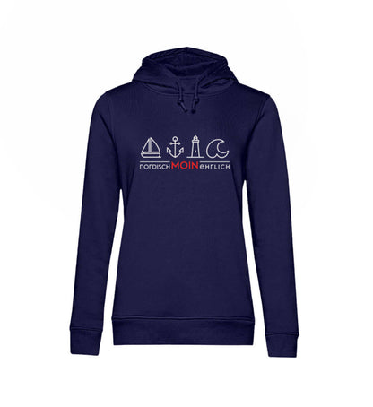 Maritime Mode Moin - nordisch, ehrlich - Damen Bio Hoodie Farbe: Navy